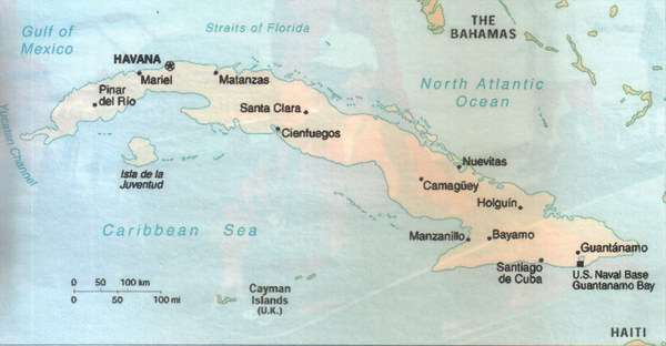 Гавана на карте Кубы